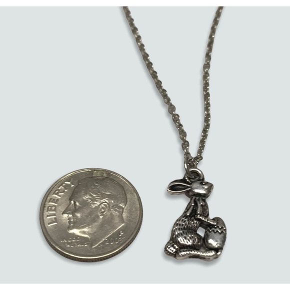 Petite Bunny Rabbit Silver Tone Necklace - Picture 4 of 6